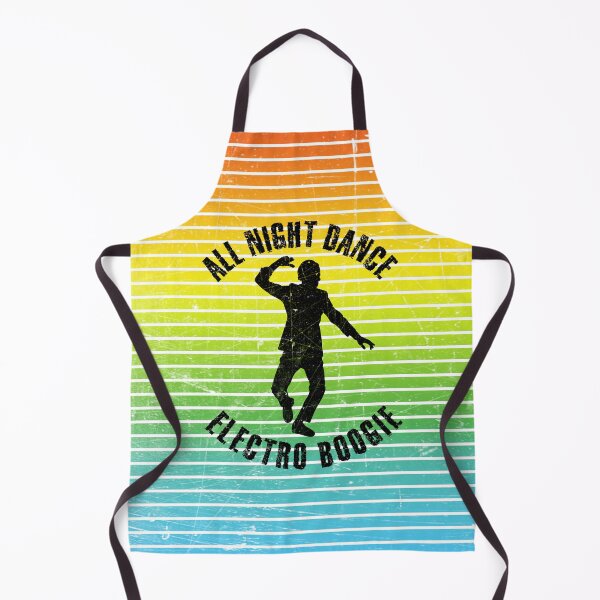 Item preview, Black silhouette of a man dancing electro boogie against a background of colorful stripes designed and sold by HarridanCreates.