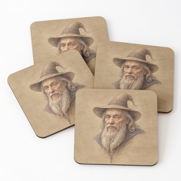 Item preview, Portrait of the wise wizard. Fantasy vintage illustration on parchment. designed and sold by twisted-dot.