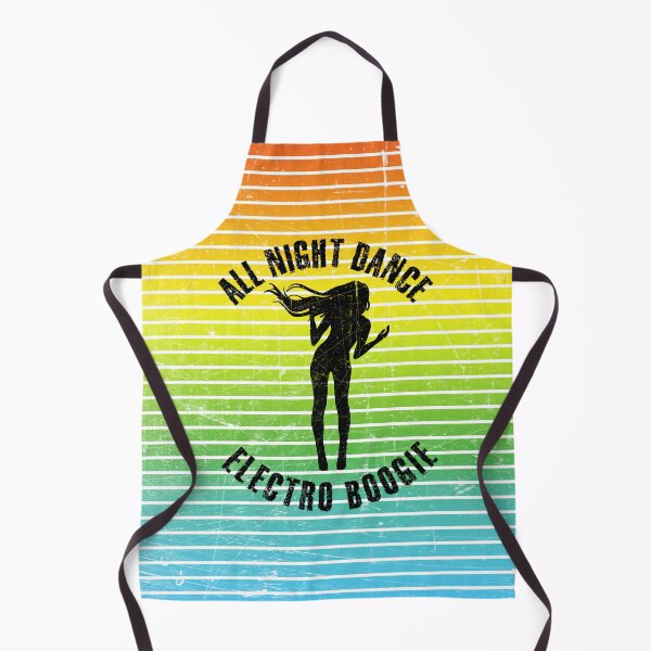Item preview, Black silhouette of a woman dancing electro boogie against a background of colorful stripes designed and sold by HarridanCreates.
