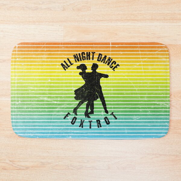 Item preview, Black silhouette of a couple dancing foxtrot against a background of colorful stripes designed and sold by HarridanCreates.