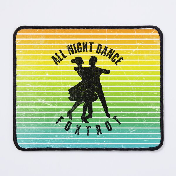 Item preview, Black silhouette of a couple dancing foxtrot against a background of colorful stripes designed and sold by HarridanCreates.