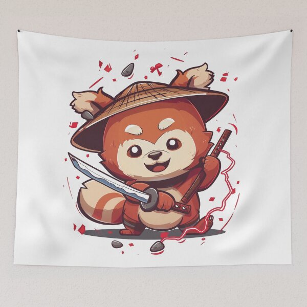 Item preview, Cute Samurai Red Panda with sword  designed and sold by MilkyBerryShop.