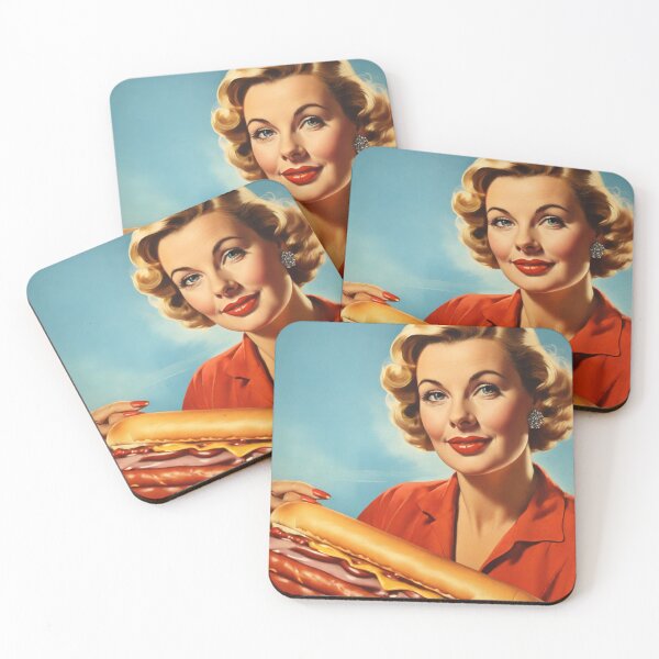 Item preview,  1950s style hotdog food poster pinup sign vintage classic design designed and sold by Vintage Designs +.