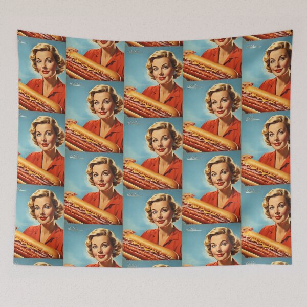Item preview,  1950s style hotdog food poster pinup sign vintage classic design designed and sold by Vintage Designs +.