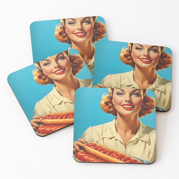 Artikelvorschau, 1950s style hotdog food poster pinup sign vintage classic design entworfen und verkauft von Vintage Designs +.