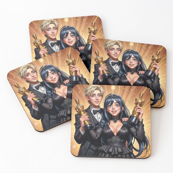 Item preview, Anime painting - Sibling pop star Billie and her brother win golden statue awards designed and sold by Fun Merch.