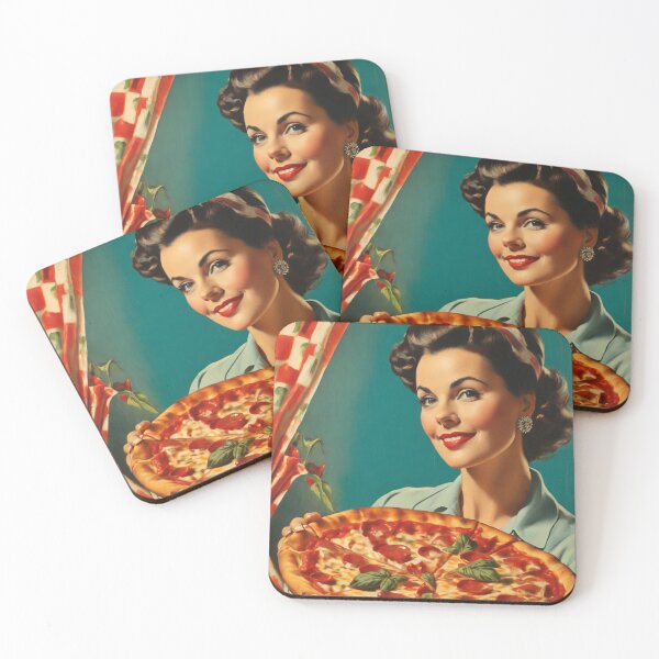 Item preview, 1950s style pizza food poster pinup sign vintage classic design designed and sold by Vintage Designs +.