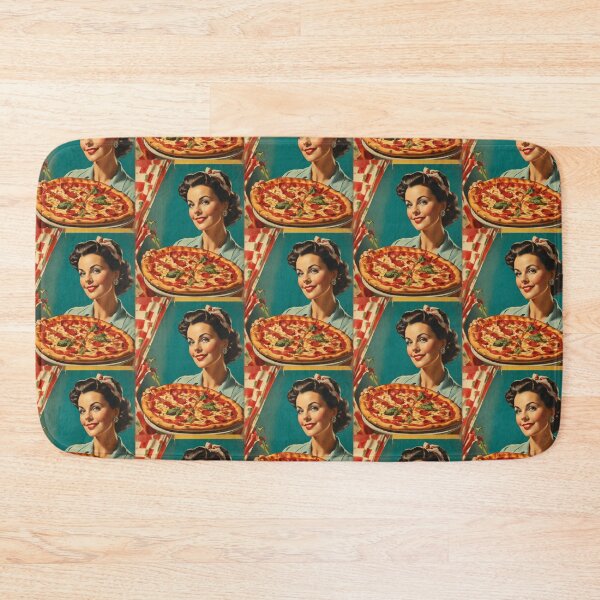 Item preview, 1950s style pizza food poster pinup sign vintage classic design designed and sold by Vintage Designs +.