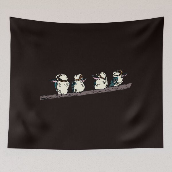 Item preview, Group of 4 kookaburras on a branch - aqua designed and sold by NoemCharles.