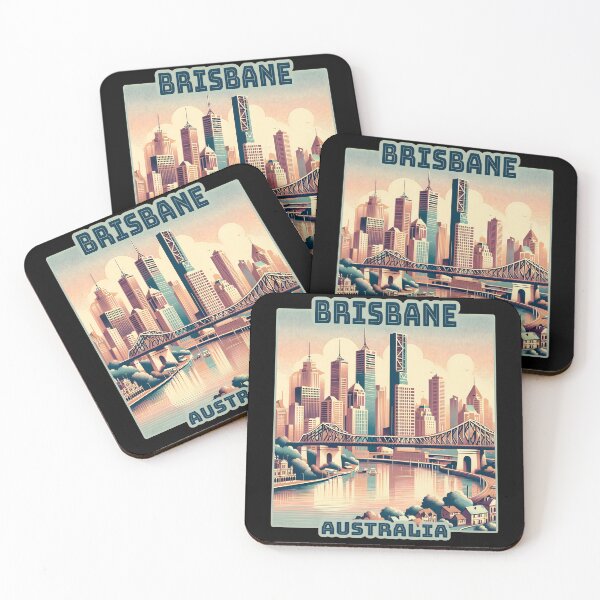 Item preview, Vintage retro Brisbane Australia Landmark Skyline. designed and sold by Unitepeople.