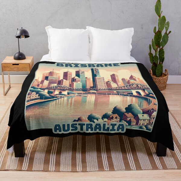 Item preview, Vintage retro Brisbane Australia Landmark Skyline. designed and sold by Unitepeople.