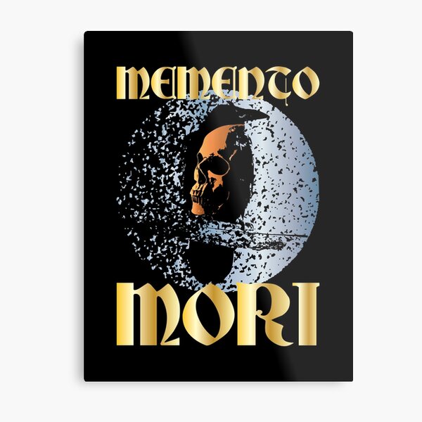 Artikel-Vorschau von Memento Mori IV – Memento Mori Kunst – Skelett-Schädel-Rabe – lateinisches Phrasen-Zitat, designt und verkauft von WIZECROW.