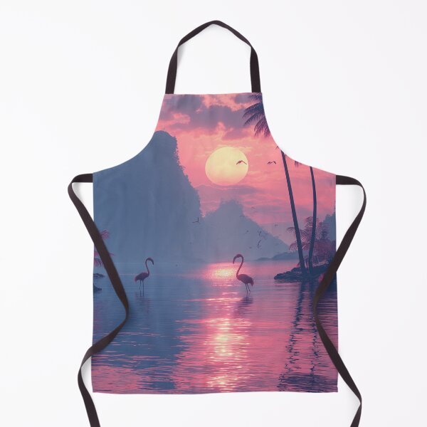 Item preview, Tropical paradise with palm trees and flamingos, Digital Print Art designed and sold by kelvinmonye.