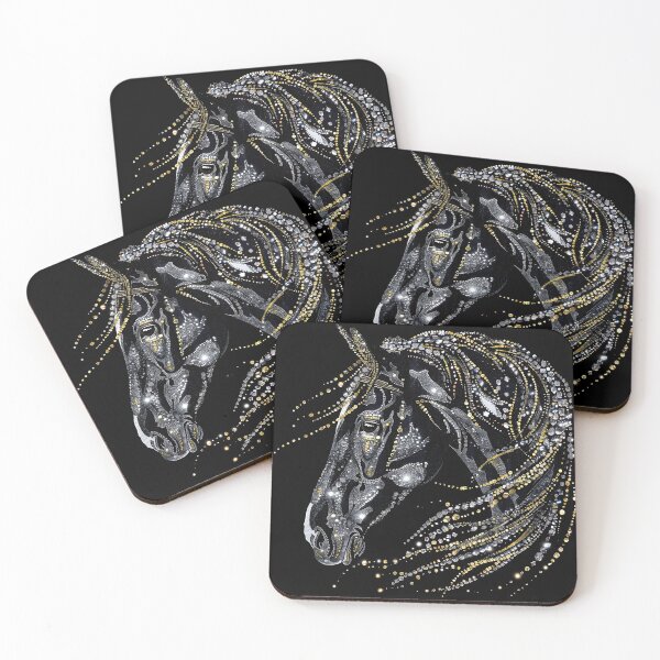 Item preview, Black and gold glitter horse print designed and sold by dcrc.