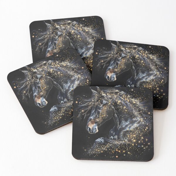 Item preview, black and gold glitter horse print designed and sold by dcrc.
