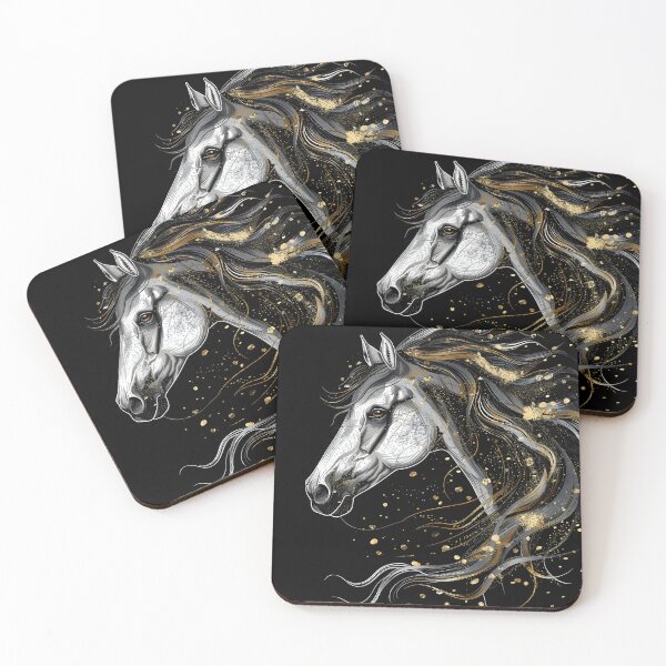 Item preview, black and gold glitter horse print designed and sold by dcrc.