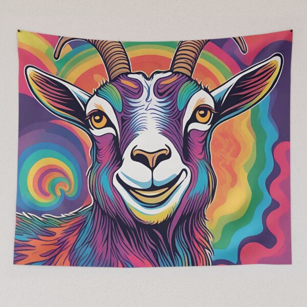 Item preview, Psychedelic smiling gaot designed and sold by Vilemo.