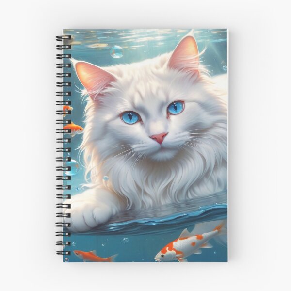 Item preview, White cat and koi fish designed and sold by m-y-A-I-A-R-T-.