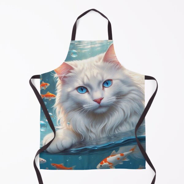 Item preview, White cat and koi fish designed and sold by M-Y-A-R-T-.