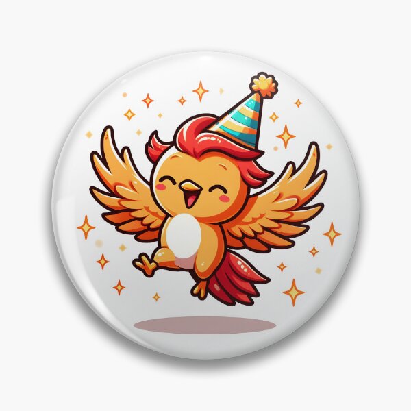 Item preview, Kawaii Cheerful Phoenix With A Party Hat designed and sold by CanvasCutie.