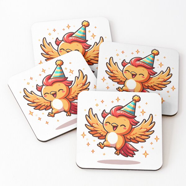Item preview, Kawaii Cheerful Phoenix With A Party Hat designed and sold by CanvasCutie.