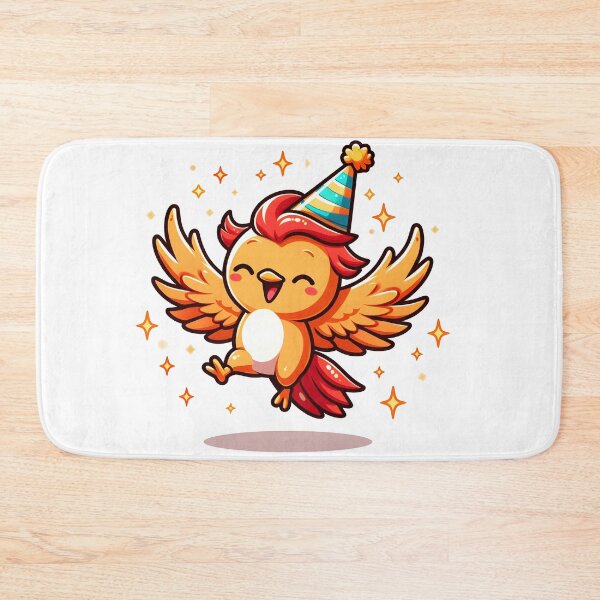 Item preview, Kawaii Cheerful Phoenix With A Party Hat designed and sold by CanvasCutie.