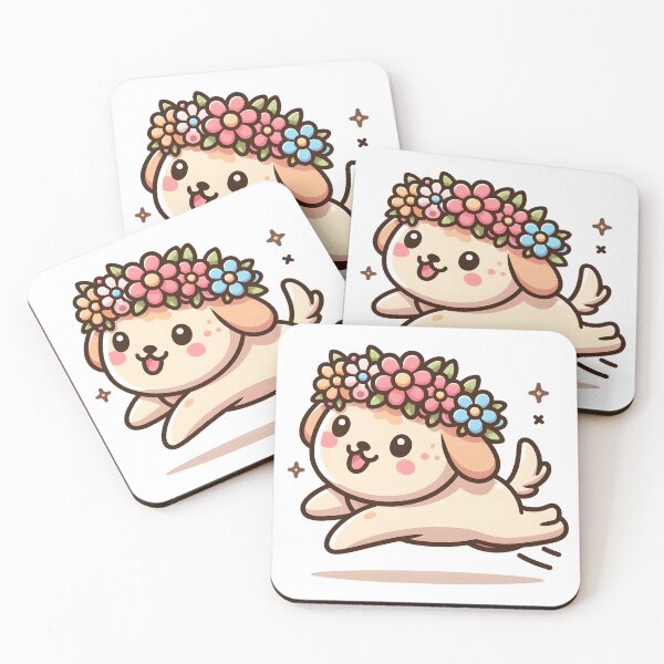 Item preview, Kawaii Dog With Flower Crown designed and sold by CanvasCutie.