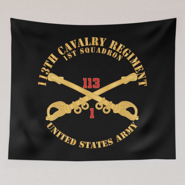 Item preview, 113th Cavalry Regiment - Cav Br - 1st Squadron w Red Regt Txt X 300 designed and sold by Military Insignia Products.