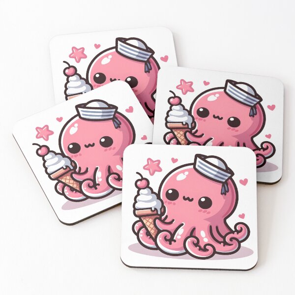 Item preview, Kawaii Blushing Kraken With A Cute Sailor Hat designed and sold by CanvasCutie.