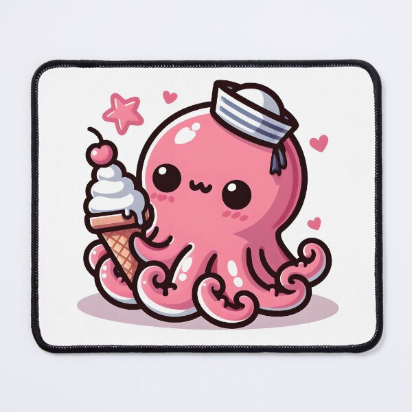 Item preview, Kawaii Blushing Kraken With A Cute Sailor Hat designed and sold by CanvasCutie.