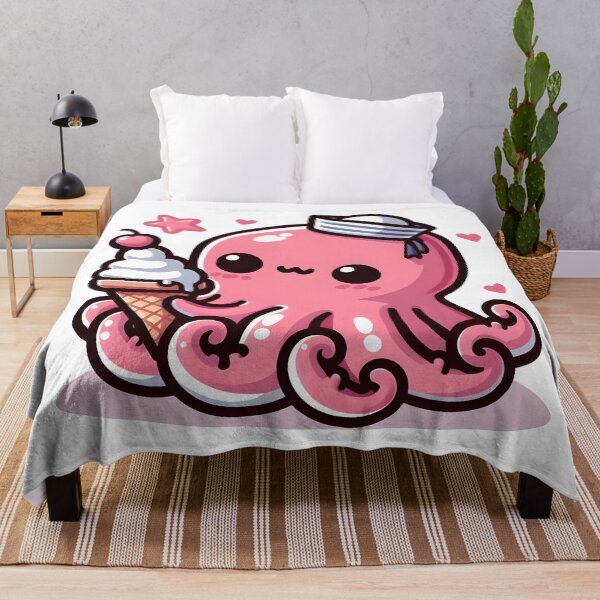 Item preview, Kawaii Blushing Kraken With A Cute Sailor Hat designed and sold by CanvasCutie.