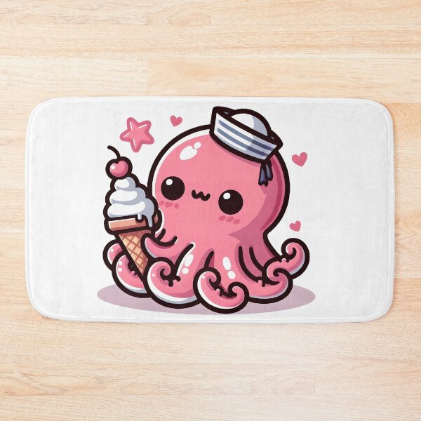 Item preview, Kawaii Blushing Kraken With A Cute Sailor Hat designed and sold by CanvasCutie.