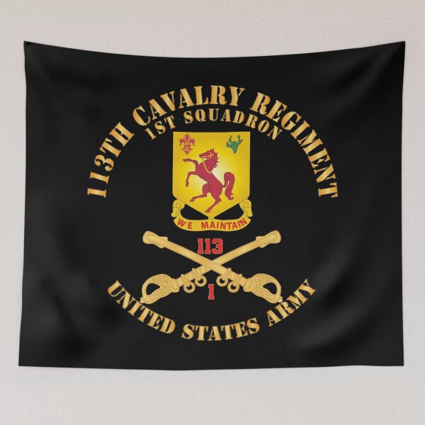 Item preview, 113th Cavalry Regiment - Cav Br - DUI - 1st Squadron w Red Regt Txt X 300 designed and sold by Military Insignia Products.