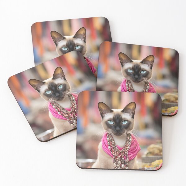Item preview, Siamese Cat in a Thai Market designed and sold by ThisWayUpAr.