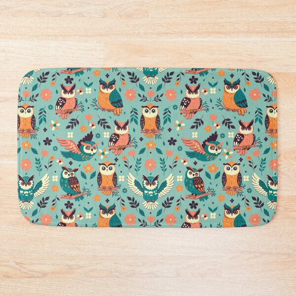 Item preview, pattern with owls and flowers designed and sold by burbura.