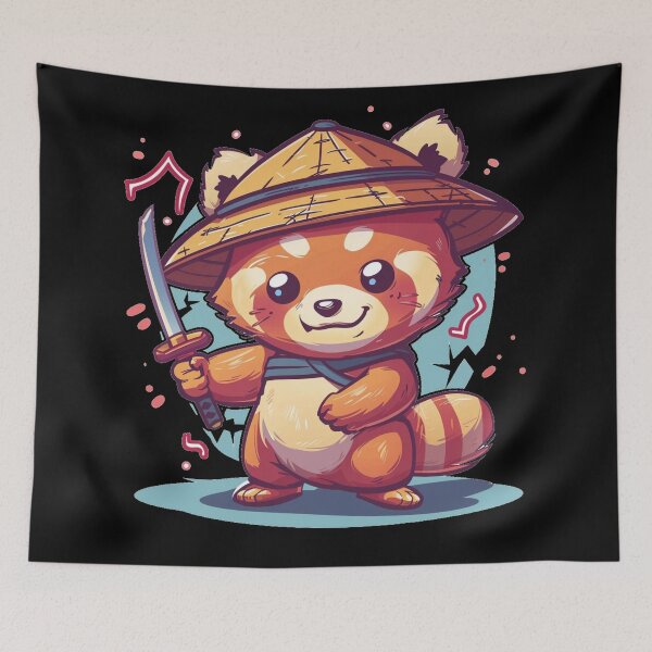 Item preview, Cute Samurai Red Panda with sword and electric designed and sold by MilkyBerryShop.