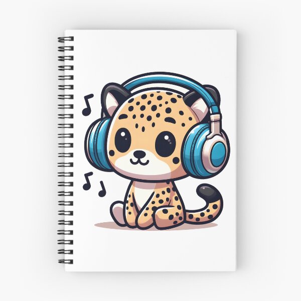 Item preview, Kawaii Cheetah Wearing Headphones Listening To Music designed and sold by CanvasCutie.