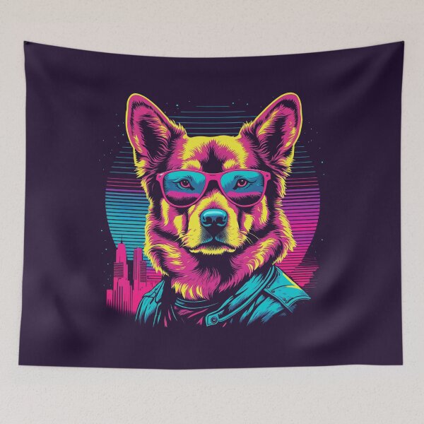 Item preview, Dog with glasses the intrepid traveler who turns every car ride into a stylish adventure, with the wind blowing between the ears and lenses reflecting the moving landscape designed and sold by Pulsant  Paintings.