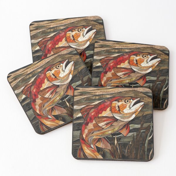 Item preview, Salmon in Marquetry Style designed and sold by Glenn Slingsby.