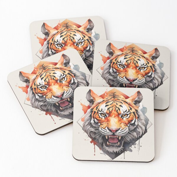 Item preview, Hungry Tiger Face - Painting designed and sold by PolygonPinnacle.