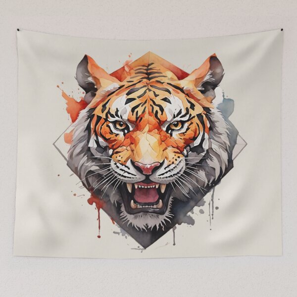 Item preview, Hungry Tiger Face - Painting designed and sold by PolygonPinnacle.