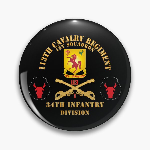 Item preview, 113th Cavalry Regiment - Cav Br - DUI - 1st Squadron w Red Regt Txt - 34th ID - SSI X 300 designed and sold by Military Insignia Products.