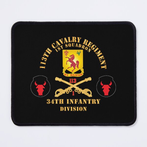 Item preview, 113th Cavalry Regiment - Cav Br - DUI - 1st Squadron w Red Regt Txt - 34th ID - SSI X 300 designed and sold by Military Insignia Products.