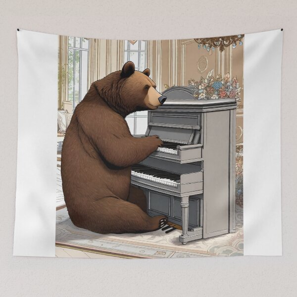 Item preview, Cute Grizzly Bear Playing Piano at Victoria Hall Zoo Pals designed and sold by sportsimpact.