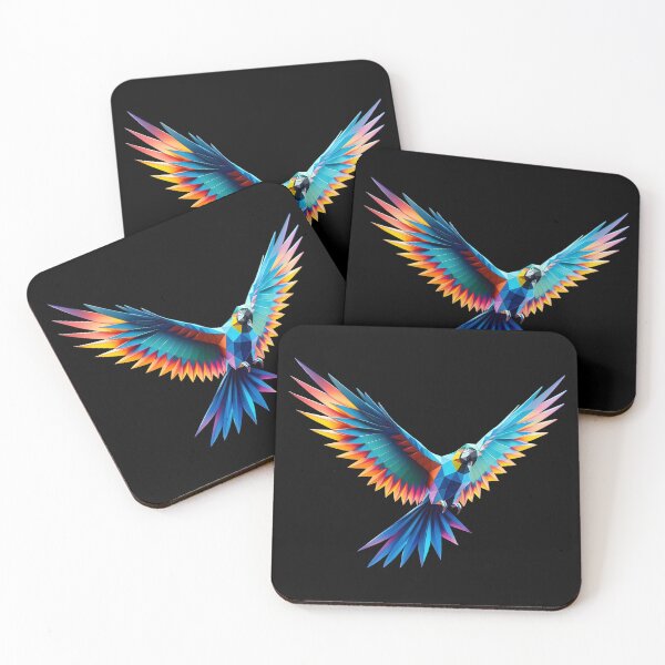 Item preview, Multicolored parrot origami geometric 3d neon, 3D polygonal illustration designed and sold by CutOriginalArt.