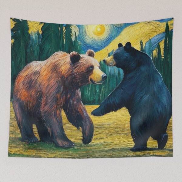 Item preview, Cute Grizzly Bear and Black Bear Playing in Field Zoo Pals designed and sold by sportsimpact.