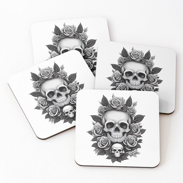 Item preview, Skull with roses skull flowers gothic designed and sold by Frostquest.