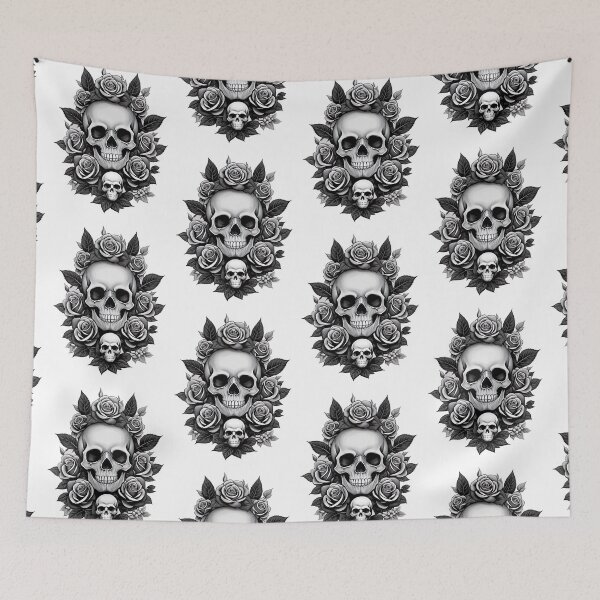 Item preview, Skull with roses skull flowers gothic designed and sold by Frostquest.