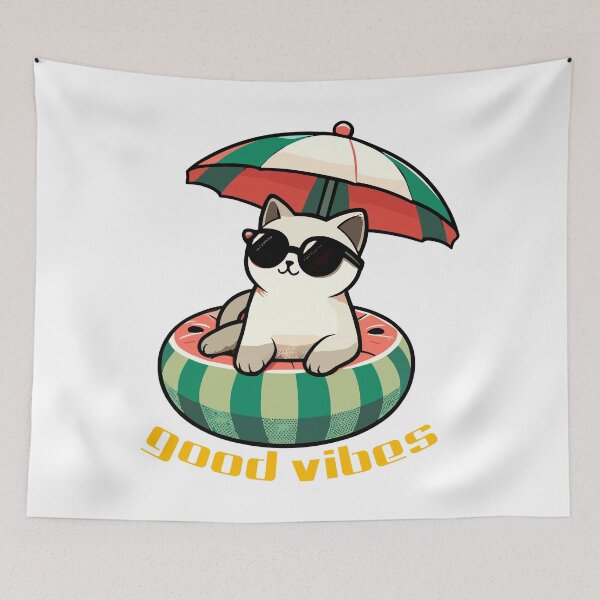 Item preview, good vibes cat watermelo- Chill Companion: Cat in Sunglasses-summer  designed and sold by toobel.