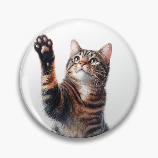 Item preview, brown striped cat showing paw cat animal lover designed and sold by WindInMay.